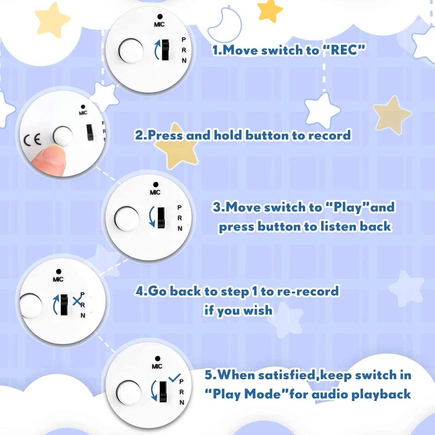 Handepo بسته 6 عددی ضبط کننده صدا سفید، دستگاه ضبط صدا موسیقی برای حیوانات عروسکی، ماژول صدای قابل ضبط، ضبط پیام برای عروسک پولیشی خرس اسباب بازی بالش (20 ثانیه) Handepo بسته 6 عددی ضبط کننده صدا سفید، دستگاه ضبط صدا موسیقی برای حیوانات عروسکی، ماژول صدای قابل ضبط، ضبط پیام برای عروسک پولیشی خرس اسباب بازی بالش (20 ثانیه)