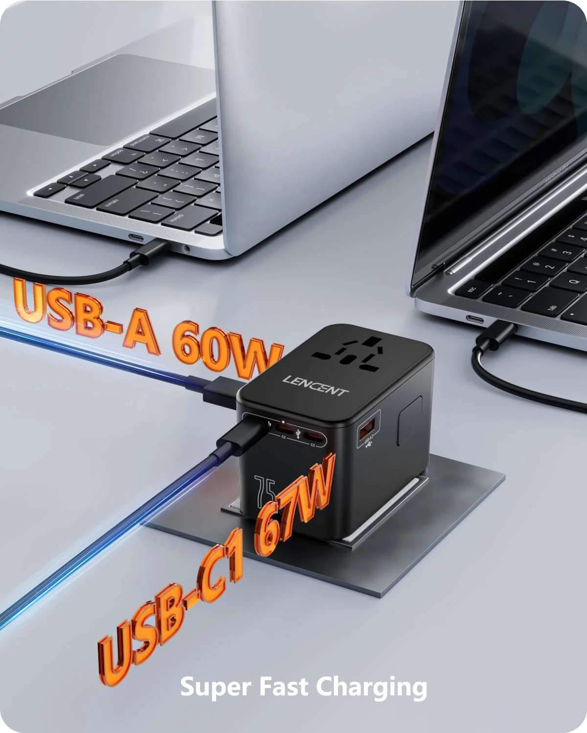 آداپتور مسافرتی جهانی 75 واتی LENCENT، شارژر سریع بین المللی GaN با 3 پورت PD3.0 Type C + 2 پورت QC4.0 USB A، آداپتور برق جهانی برای تلفن ها، لپ تاپ ها، لوازم ضروری سفر همه در یک برای اتحادیه اروپا/ایالات متحده آمریکا/انگلستان/استرالیا آداپتور مسافرتی جهانی 75 واتی LENCENT، شارژر سریع بین المللی GaN با 3 پورت PD3.0 Type C + 2 پورت QC4.0 USB A، آداپتور برق جهانی برای تلفن ها، لپ تاپ ها، لوازم ضروری سفر همه در یک برای اتحادیه اروپا/ایالات متحده آمریکا/انگلستان/استرالیا