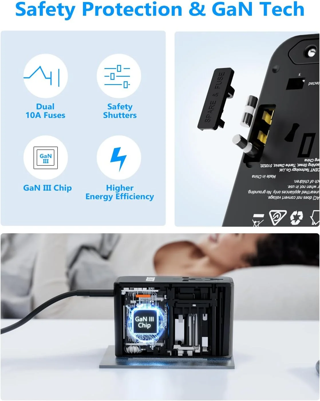 آداپتور مسافرتی جهانی 75 واتی LENCENT، شارژر سریع بین المللی GaN با 3 پورت PD3.0 Type C + 2 پورت QC4.0 USB A، آداپتور برق جهانی برای تلفن ها، لپ تاپ ها، لوازم ضروری سفر همه در یک برای اتحادیه اروپا/ایالات متحده آمریکا/انگلستان/استرالیا آداپتور مسافرتی جهانی 75 واتی LENCENT، شارژر سریع بین المللی GaN با 3 پورت PD3.0 Type C + 2 پورت QC4.0 USB A، آداپتور برق جهانی برای تلفن ها، لپ تاپ ها، لوازم ضروری سفر همه در یک برای اتحادیه اروپا/ایالات متحده آمریکا/انگلستان/استرالیا