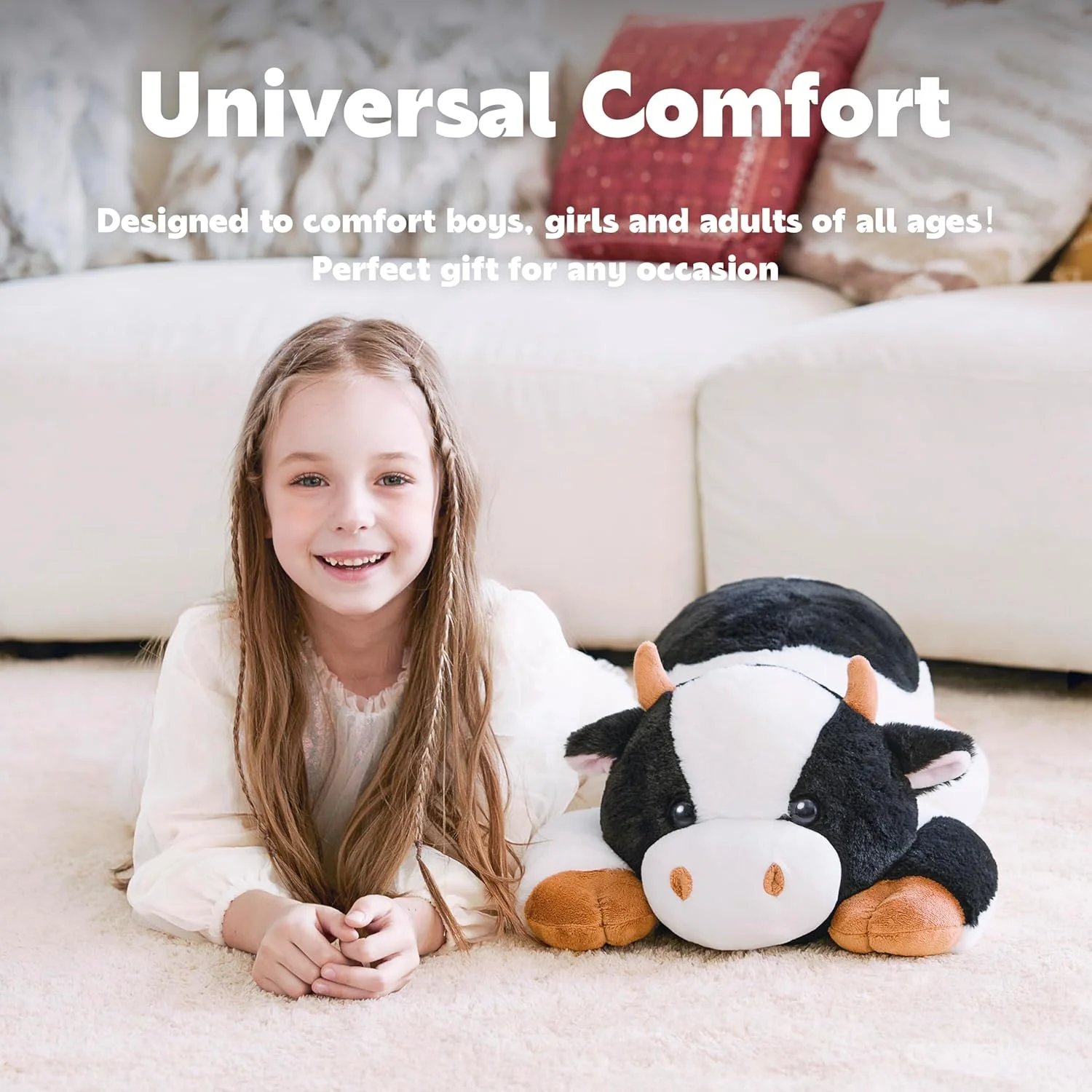 عروسک گاو پولیشی سنگین ایکاسا، 26 اینچ، بزرگ و نرم، اسباب بازی های نرم و حجیم، عروسک بزرگ، هدیه برای کودکان دختر و پسر