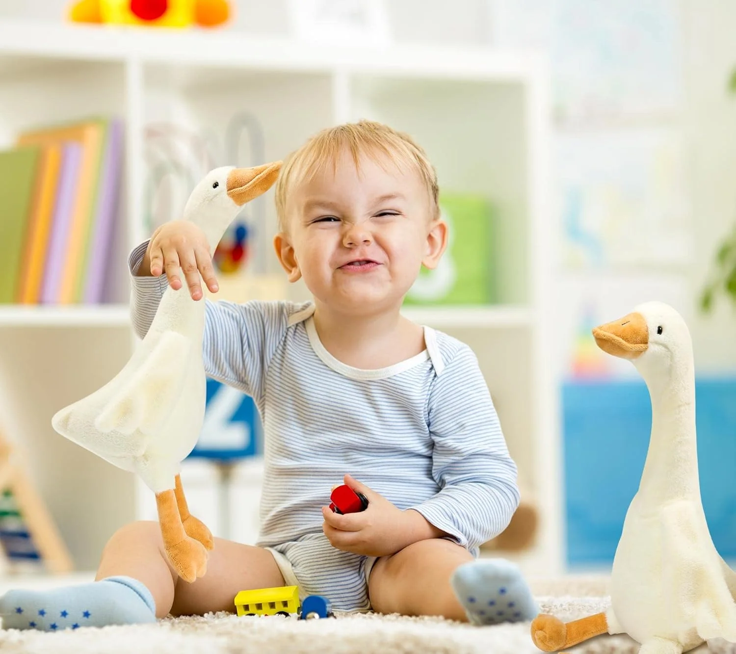 عروسک پولیشی قو KASTWAVE، 50 سانتی متر، غاز پولیشی نرم و لطیف، هدیه برای پسران و دختران، عروسک حیوانات سفید ایده آل برای کودکان