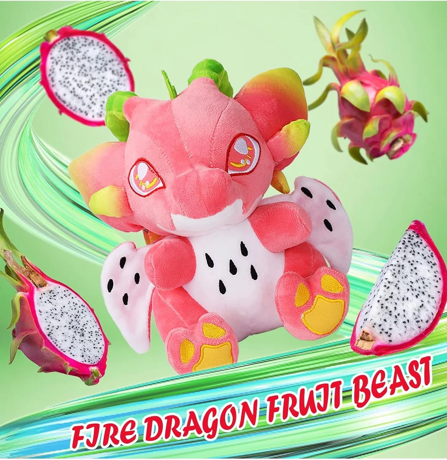 عروسک پولیشی میوه اژدها 22 سانتی متری KASTWAVE - عروسک بالشتی حیوانات نرم و پر شده برای کودکان و طرفداران، برای تمام سنین