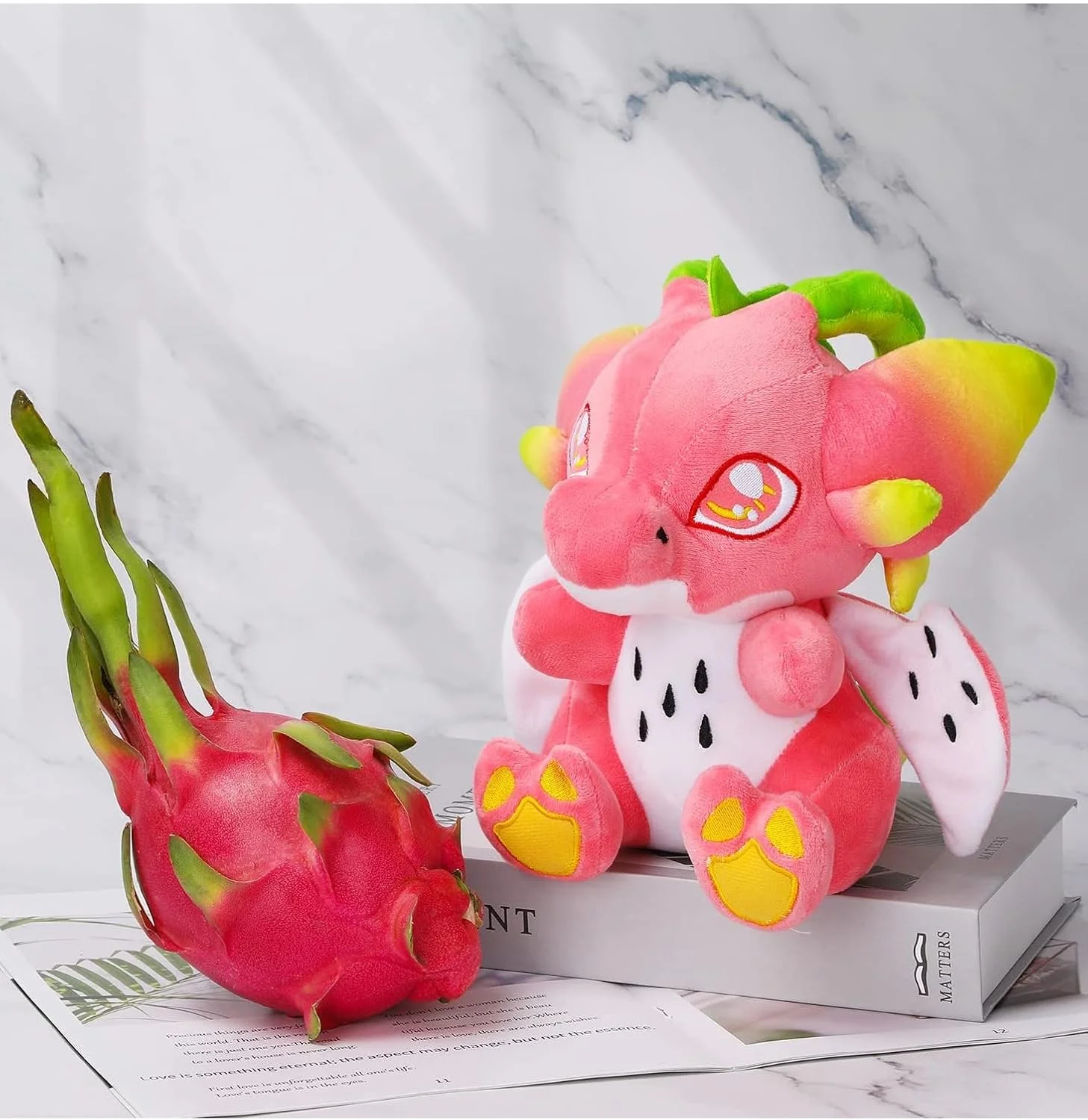 عروسک پولیشی میوه اژدها 22 سانتی متری KASTWAVE - عروسک بالشتی حیوانات نرم و پر شده برای کودکان و طرفداران، برای تمام سنین