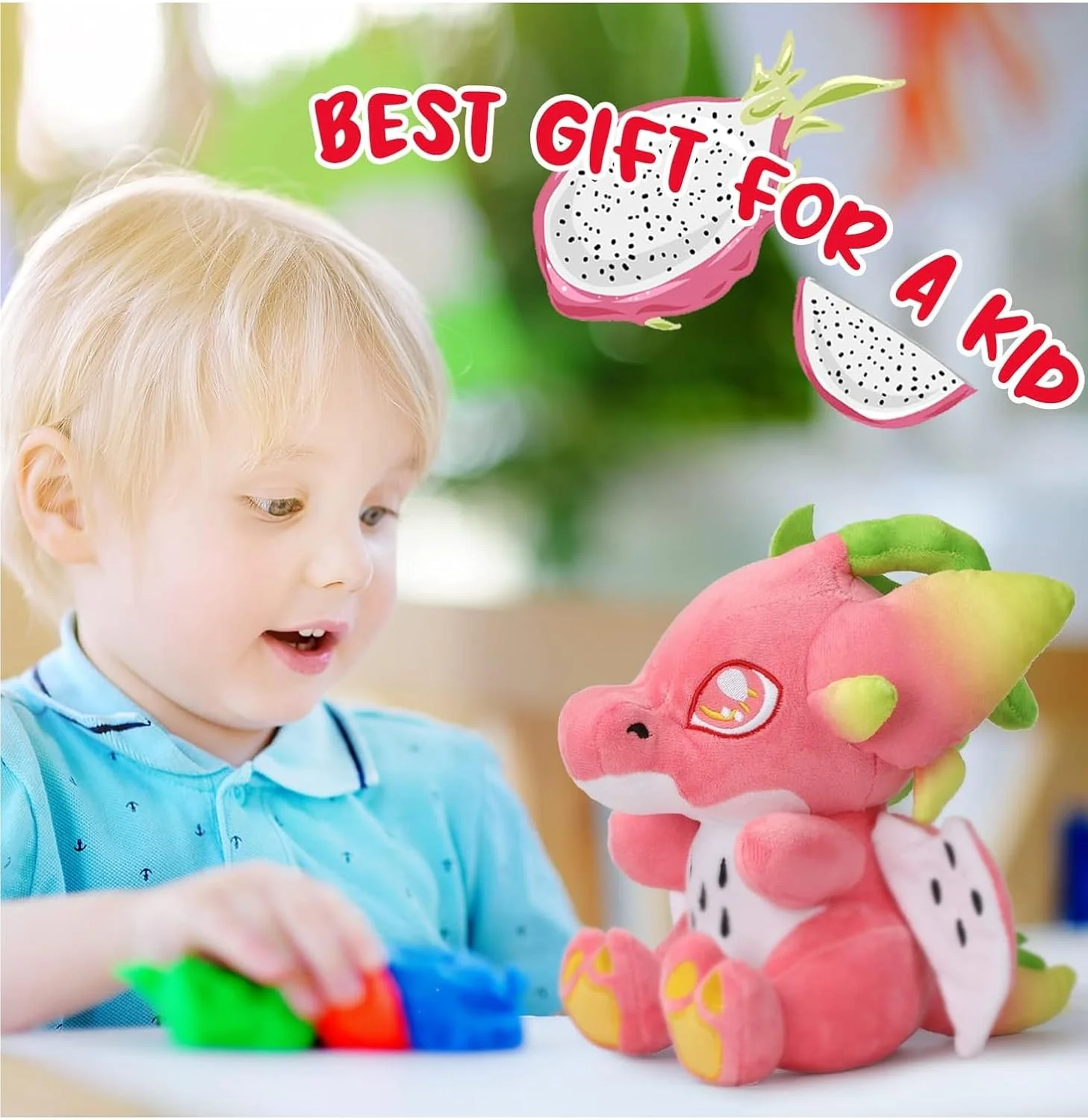 عروسک پولیشی میوه اژدها 22 سانتی متری KASTWAVE - عروسک بالشتی حیوانات نرم و پر شده برای کودکان و طرفداران، برای تمام سنین