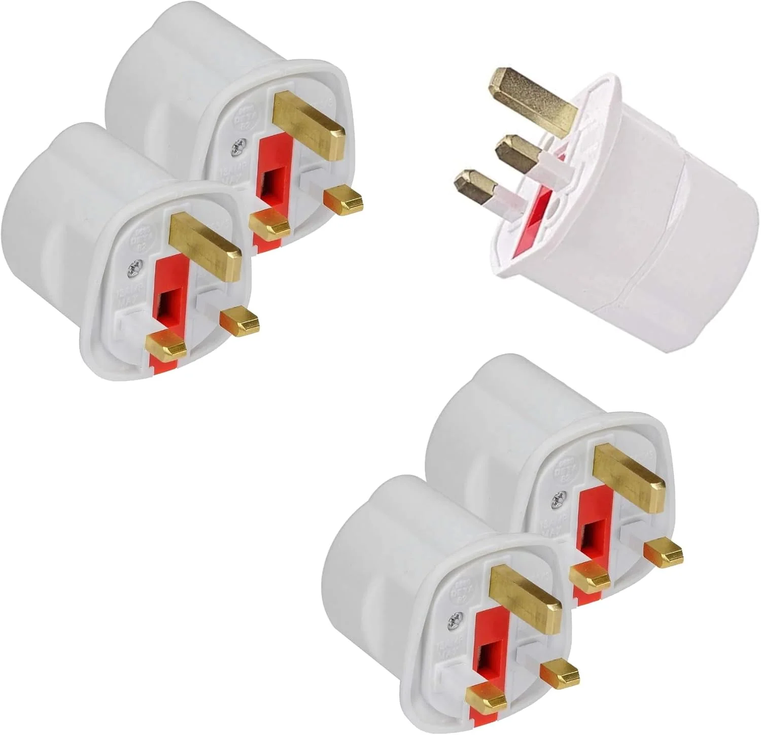 آداپتور 5 عددی دوشاخه EU به UK، تبدیل کننده دوشاخه بریتانیایی به مادگی شوکو، آداپتور مسافرتی پریز 2 پین، 13 آمپر 250 ولت BS1362 فیوز دار