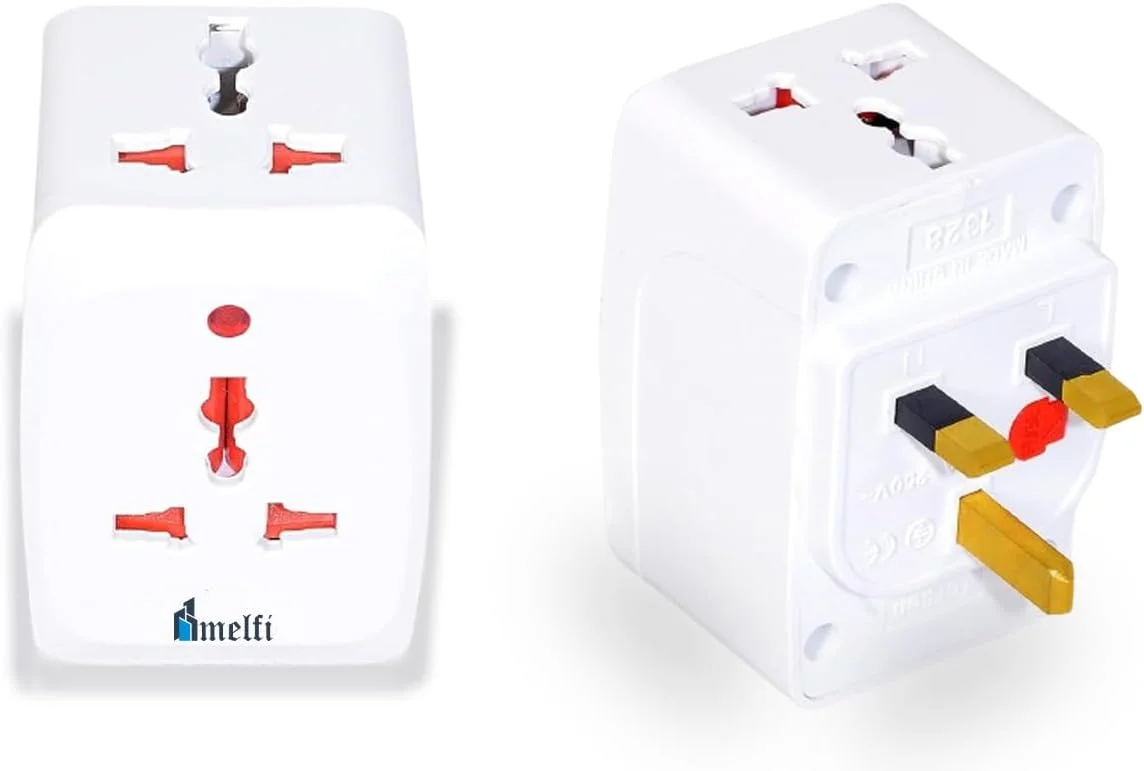تبدیل دوشاخه برق MELFI سه راهی – استاندارد بریتانیا BS1362 با فیوز (3 پریز, دوشاخه 3 پین)