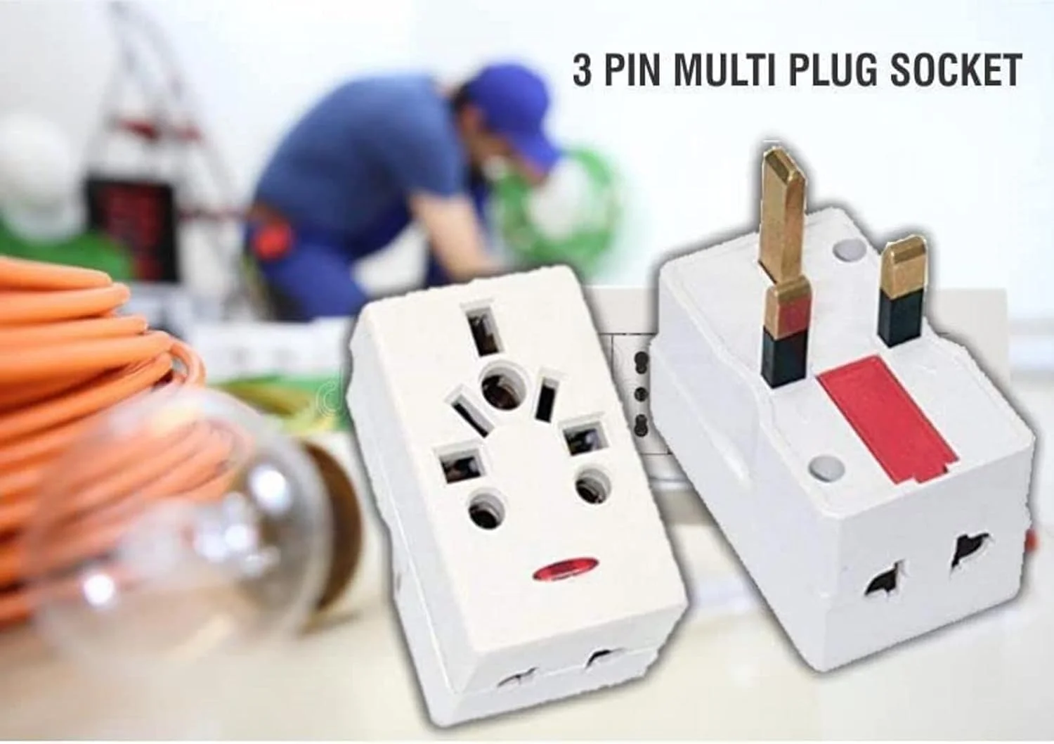 آداپتور 3 راهی Melfi با پین مربعی، سوکت جهانی با چراغ و فیوز 13 آمپر - آداپتور دوشاخه 3 پین 1 عدد آداپتور 3 راهی Melfi با پین مربعی، سوکت جهانی با چراغ و فیوز 13 آمپر - آداپتور دوشاخه 3 پین 1 عدد