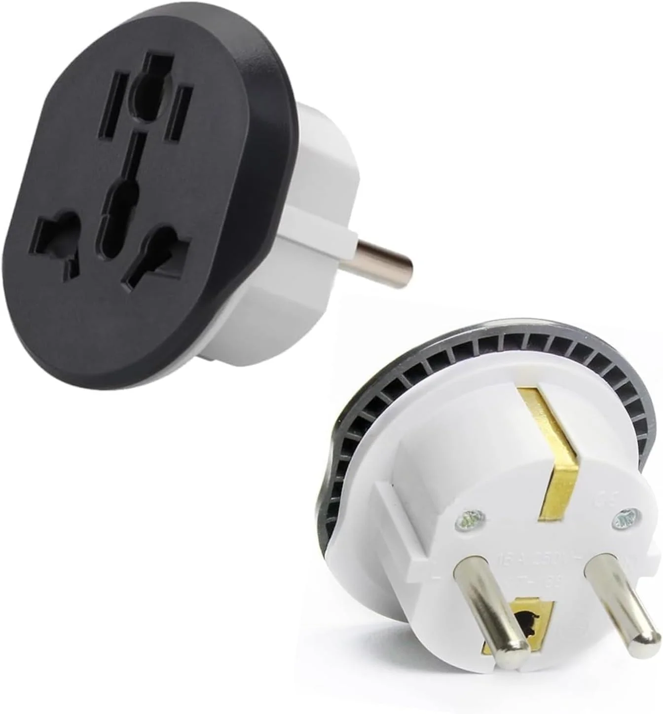 تبدیل دوشاخه مسافرتی جهانی Melfi - سازگار با دوشاخه های امارات، آمریکا، اروپا، انگلستان، استرالیا، چین به پریز عربستان سعودی/اروپا/آلمان - ایده آل برای سفرهای کاری و تعطیلات - مناسب برای تلفن های همراه، لپ تاپ (بسته 1 عددی)