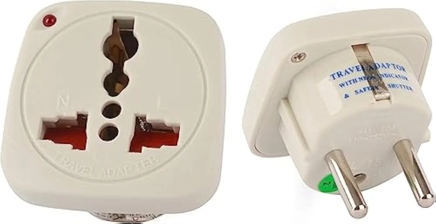 آداپتور مسافرتی چند منظوره Melfi™، تبدیل کننده سوکت شوکو به یونیورسال، تبدیل کننده برق UK/US/AU به EU به همراه شاتر و نشانگر