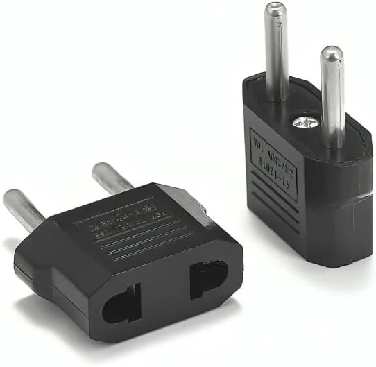 تبدیل دوشاخه تخت به گرد MELFI برای اروپا - آداپتور برق مشکی و جمع و جور برای مسافرت های بین المللی (بسته 2 عددی)