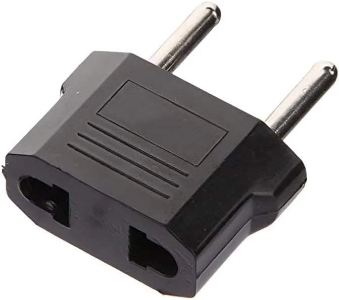 تبدیل دوشاخه تخت به گرد MELFI برای اروپا - آداپتور برق مشکی و جمع و جور برای مسافرت های بین المللی (بسته 2 عددی)