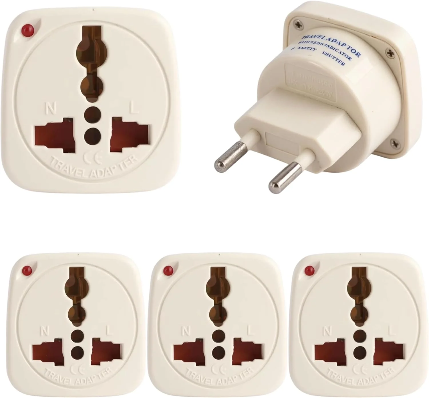 مجموعه 3 عددی آداپتور مسافرتی ترمیناتور مدل TL-12 – تبدیل دوشاخه نوع C به پریز جهانی، آداپتور چند شاخه 10 آمپر 220 ولت برای منزل، دفتر کار و مسافرت های بین المللی – جمع و جور و بادوام، سفید مایل به کرم، مدل TL 12 سه عددی