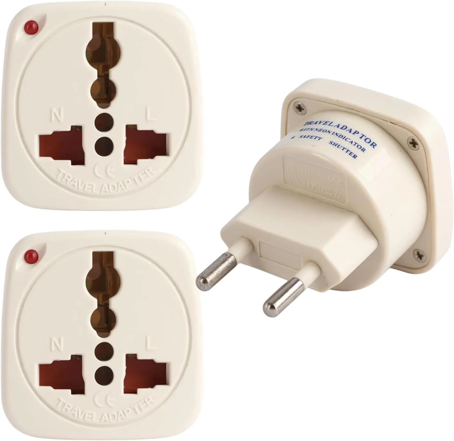 مجموعه 3 عددی آداپتور مسافرتی ترمیناتور مدل TL-12 – تبدیل دوشاخه نوع C به پریز جهانی، آداپتور چند شاخه 10 آمپر 220 ولت برای منزل، دفتر کار و مسافرت های بین المللی – جمع و جور و بادوام، سفید مایل به کرم، مدل TL 12 سه عددی