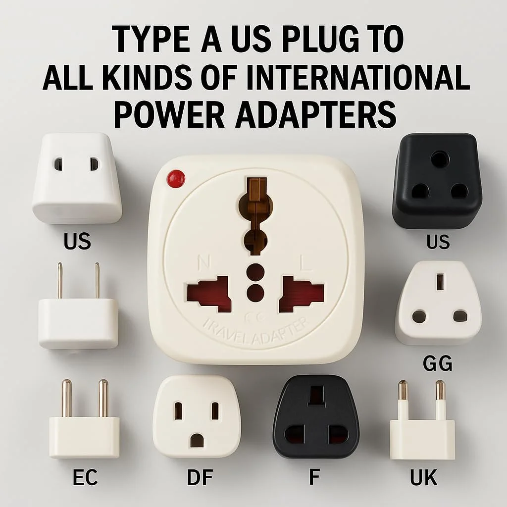 آداپتور مسافرتی ترمیناتور مدل TL-13 بسته 3 عددی – تبدیل دوشاخه تخت آمریکایی نوع A به پریز جهانی با شاتر و نشانگر نئون، دارای تاییدیه CE، آداپتور دوشاخه سفید بادوام و جمع و جور برای مسافرت، خانه و محل کار