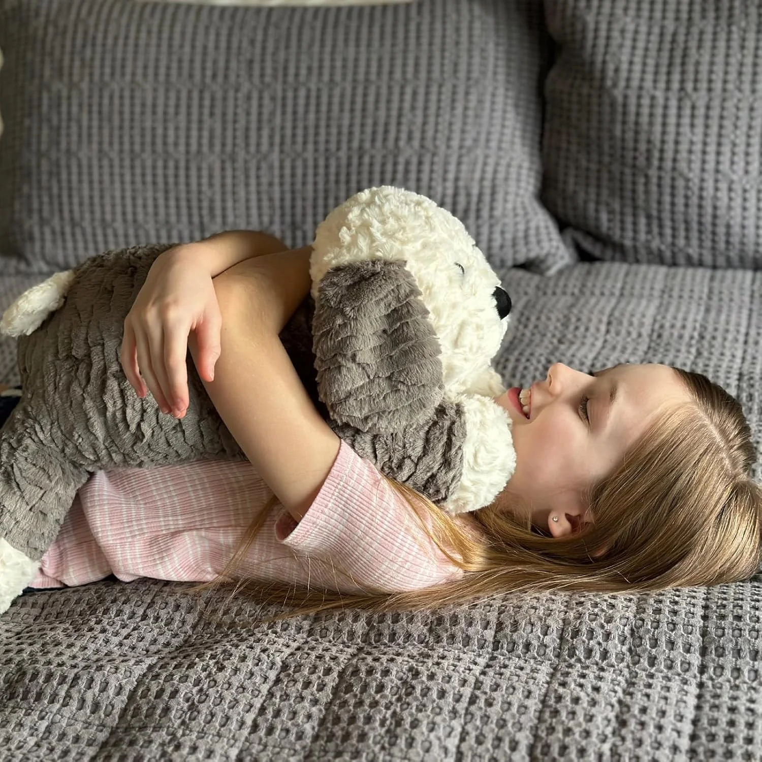 عروسک سگ پولیشی سنگین 1.8 کیلوگرمی MaoGoLan برای اضطراب بزرگسالان و کودکان، بالش آغوشی، عروسک پولیشی قابل گرم شدن در مایکروویو با پد گرمایشی/سرمایشی قابل جابجایی، 60 سانتی متر