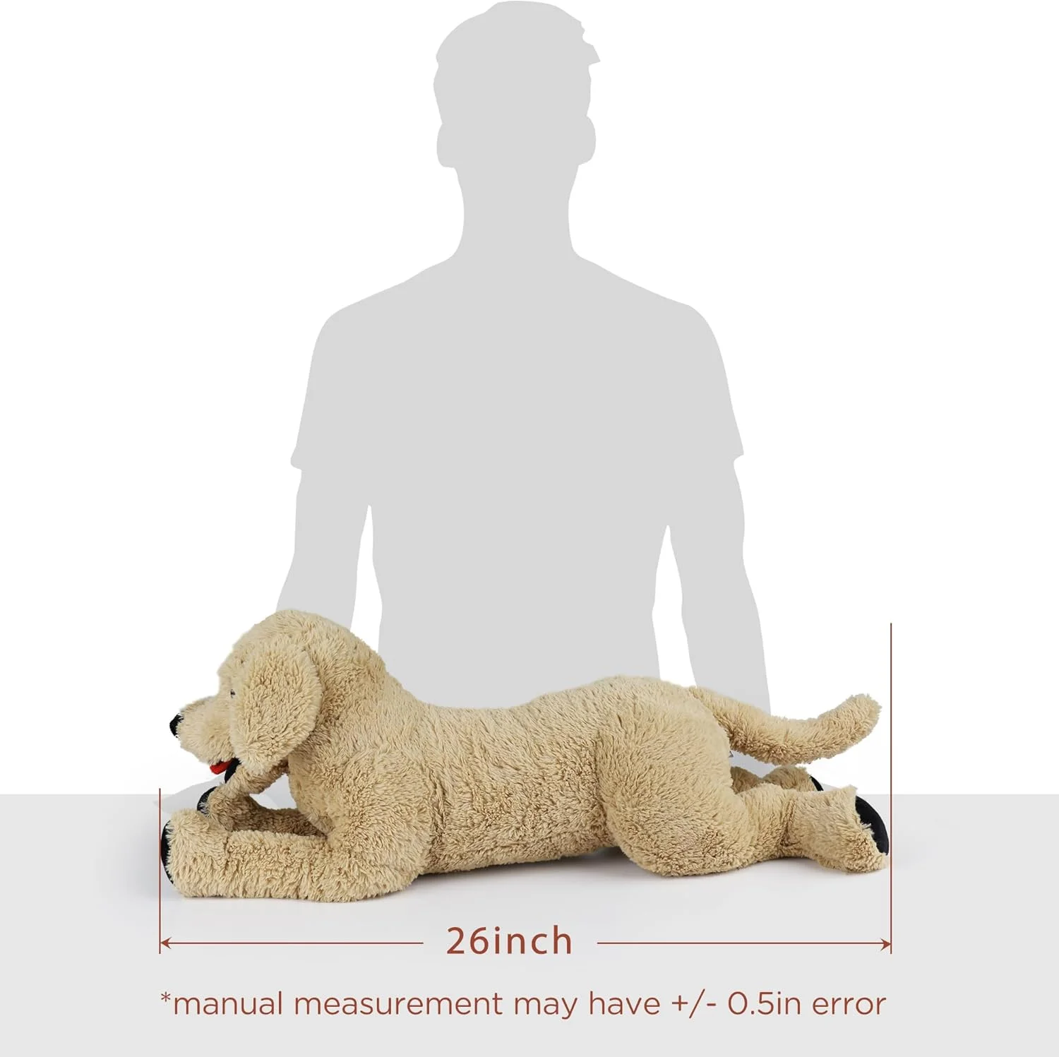 عروسک سگ LotFancy، عروسک رتریور طلایی بغلی 66 سانتی‌متری، اسباب‌بازی پولیشی سگ، سگ عروسکی بزرگ، هدیه برای کودکان، حیوانات خانگی در جشن تولد، هدیه شکرگزاری، کریسمس، بژ