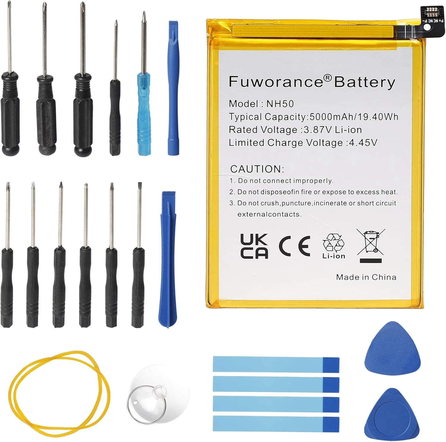 باتری جایگزین NH50 فوورانس 5000mAh 3.87V سازگار با گوشی های موبایل موتورولا E13 G22 E22S E32 G13 G22 XT2345 XT2229-5 XT2227-2 XT2331 XT2231-2 XT2335-2 به همراه کیت ابزار