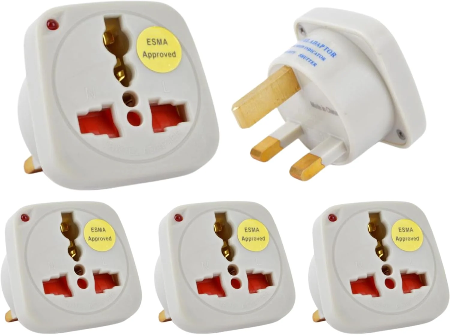 مبدل سه تایی دوشاخه سه پین بریتانیایی به پریز جهانی – دارای تاییدیه ESMA – مبدل چند شاخه 13 آمپر برای مسافرت، خانه و دفتر کار – آداپتور برق نوع G به بین المللی – جمع و جور، بادوام، سفید – TL-11G 3X