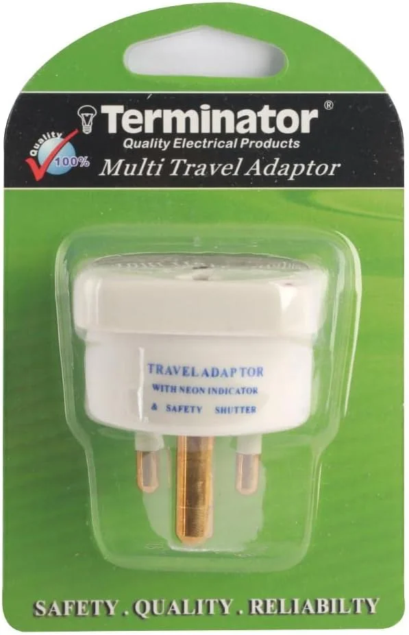 آداپتور مسافرتی نوع D ترمیناتور، دوشاخه به سه شاخه هند، دارای جریان نامی 5 آمپر، بسته 3 عددی - ایده آل برای هند، نپال، سریلانکا، مبدل دوشاخه مسافرتی جمع و جور - سفید آداپتور مسافرتی نوع D ترمیناتور، دوشاخه به سه شاخه هند، دارای جریان نامی 5 آمپر، بسته 3 عددی - ایده آل برای هند، نپال، سریلانکا، مبدل دوشاخه مسافرتی جمع و جور - سفید