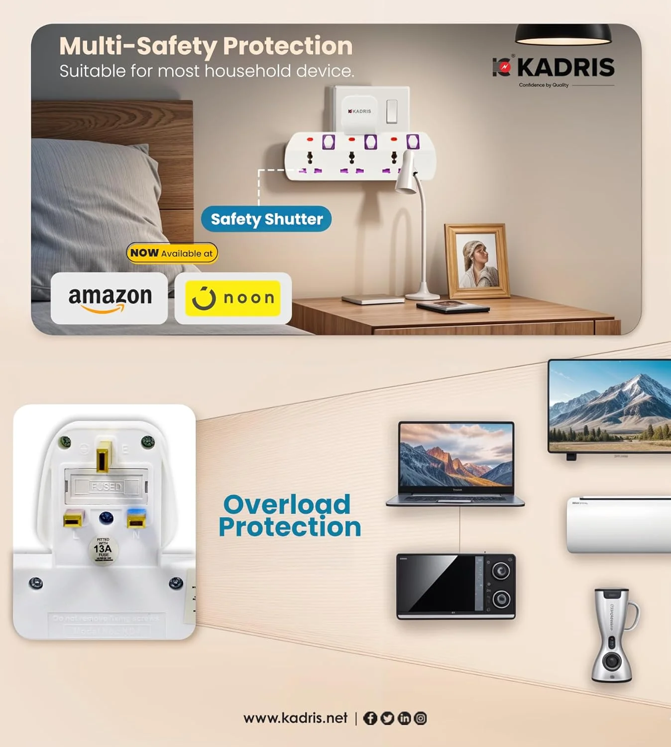 پریز برق چهار راهی کادریس مدل MU-1179 با کلیدهای جداگانه، سفید پریز برق چهار راهی کادریس مدل MU-1179 با کلیدهای جداگانه، سفید