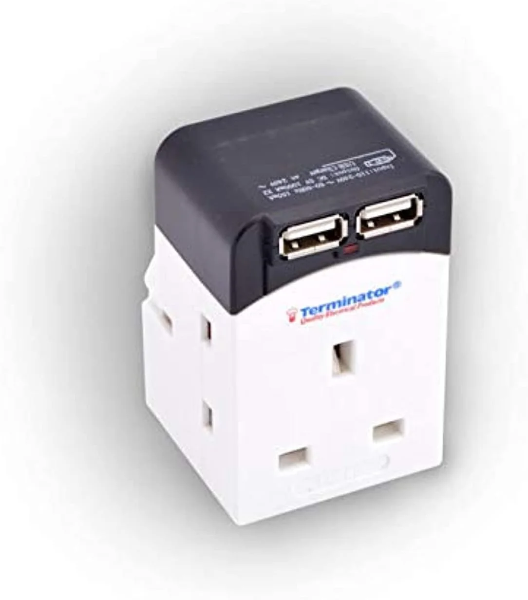 آداپتور چند منظوره ترمیناتور، سه راهی با 2 پورت USB 2000mA و دوشاخه 13 آمپر