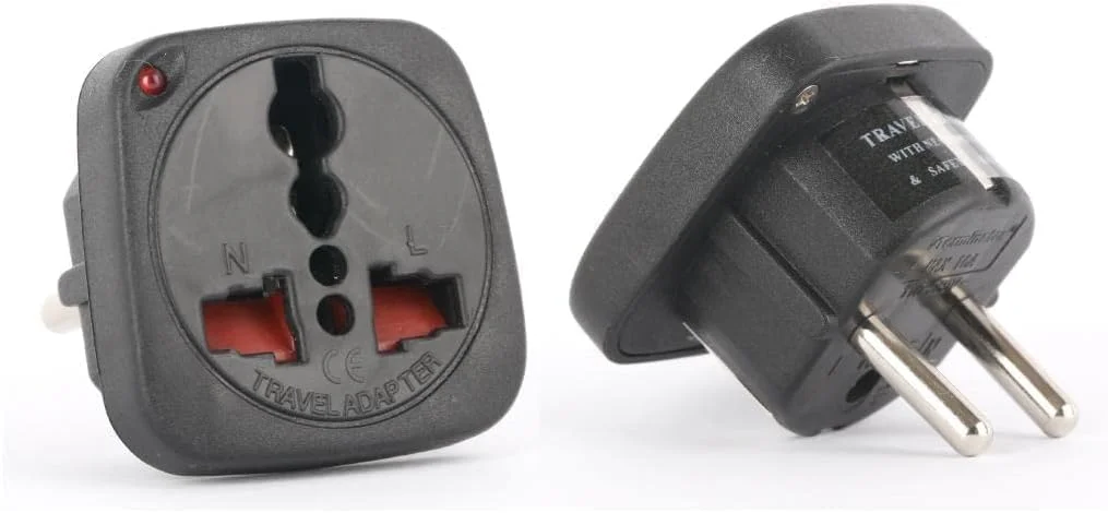 آداپتور مسافرتی چند منظوره ترمیناتور TL-15B با درپوش ایمنی و نشانگر برق (دوشاخه EU به سوکت جهانی)