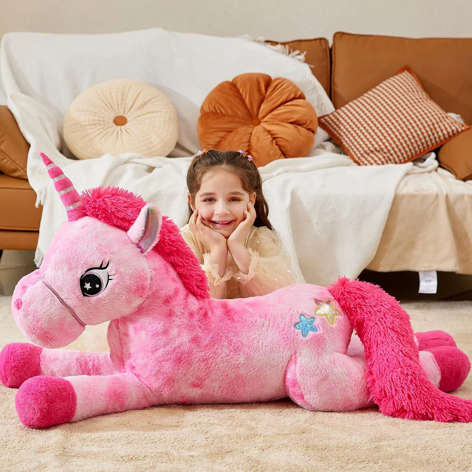 عروسک اسب تک شاخ بزرگ ایکاسا - عروسک نرم و لطیف، بزرگ، زیبا، حجیم، کاوایی، پشمالو و چاق - هدیه ای برای دختران و کودکان (صورتی، 110 سانتی متر) عروسک اسب تک شاخ بزرگ ایکاسا - عروسک نرم و لطیف، بزرگ، زیبا، حجیم، کاوایی، پشمالو و چاق - هدیه ای برای دختران و کودکان (صورتی، 110 سانتی متر)