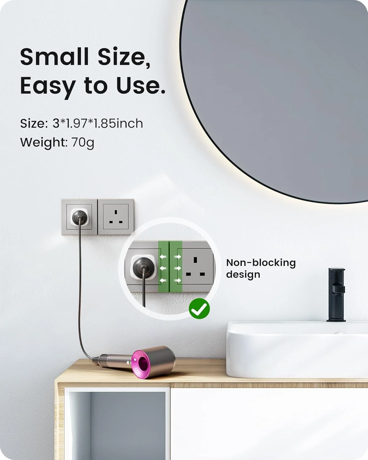 تبدیل دوشاخه EU به دوشاخه UK لنcent، تبدیل دوشاخه 2 پین اروپایی شوکو به 3 پین UK، تبدیل دوشاخه اروپایی به انگلیسی - سفید، 2 عدد