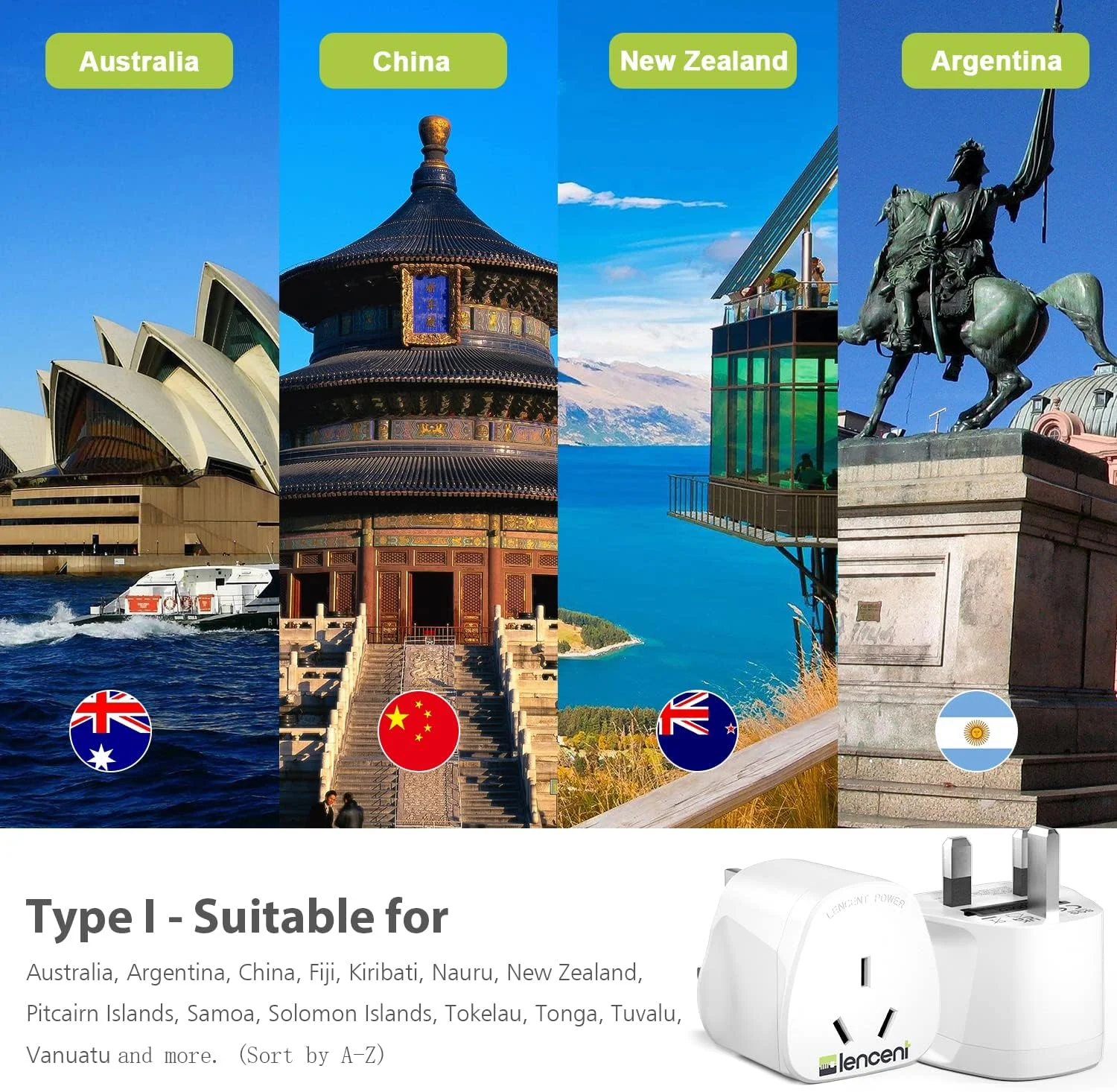 تبدیل دوشاخه استرالیایی به بریتانیایی لن سنت، مبدل مسافرتی ارت دار، تبدیل تمام دوشاخه های TYPE I از استرالیا، نیوزیلند، چین، فیجی، آرژانتین و غیره (نوع G)