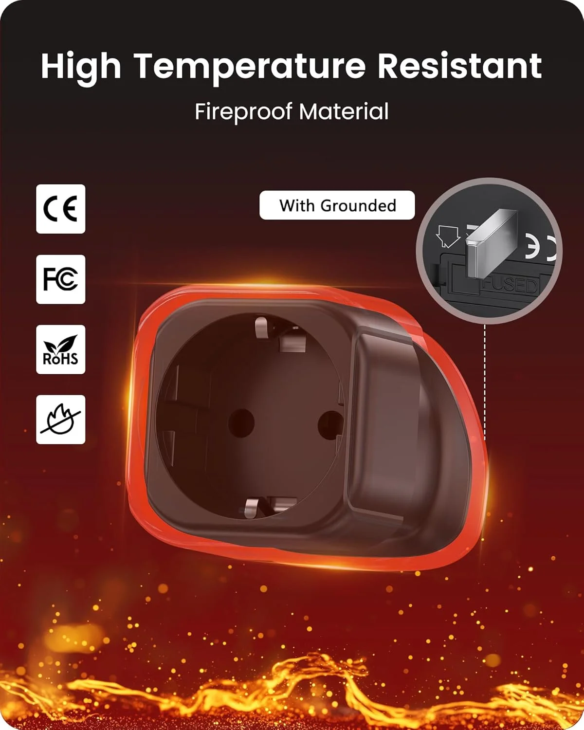 تبدیل دوشاخه EU به UK لن سنت، تبدیل دوشاخه ۲ پین شوکو اروپا به ۳ پین UK، آداپتور تبدیل دوشاخه اروپایی به انگلیسی - مشکی، ۲ عدد