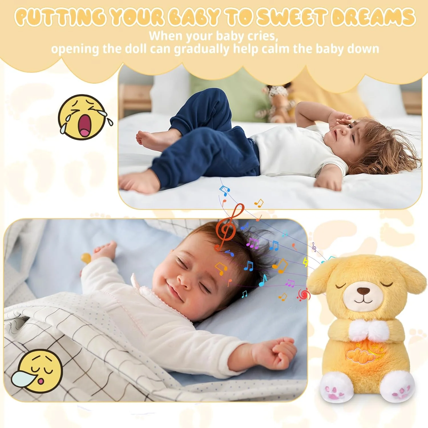 عروسک پولیشی سگ تنفسی Prewplam، اسباب بازی نوزاد، عروسک آرامش بخش برای کودکان مضطرب و بزرگسالان، دستگاه پخش صدا با نور و حرکت تنفسی