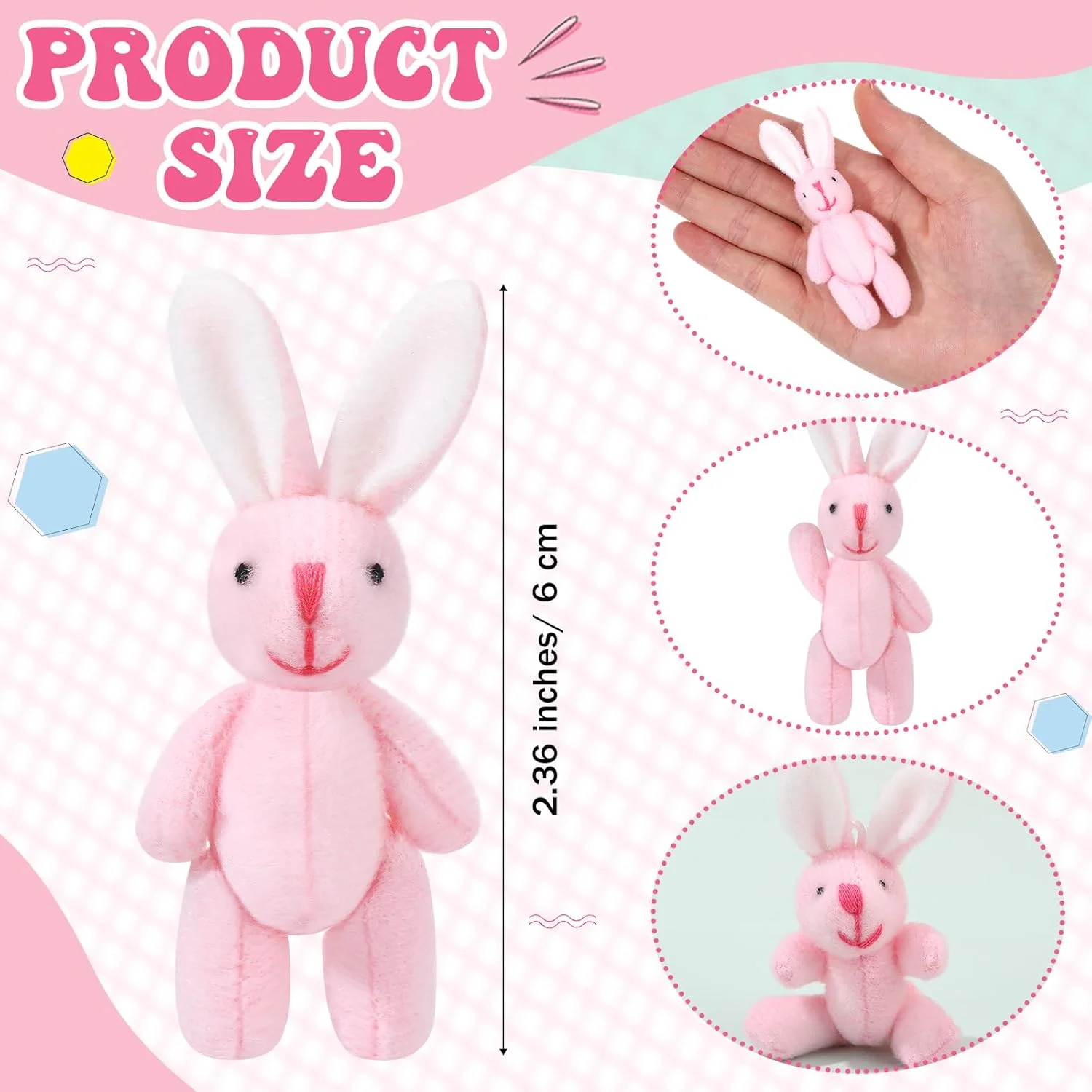 سومیند 20 عدد مینی خرگوش پولیشی عید پاک، خرگوش مفصلی کوچک، عروسک خرگوش کوچک 2.4 اینچی، اسباب بازی های حیوانات پر شده خرگوش نرم برای کیک تولد، تزئینات عروسی، هدایای مهمانی (مدل پولیش کوتاه)