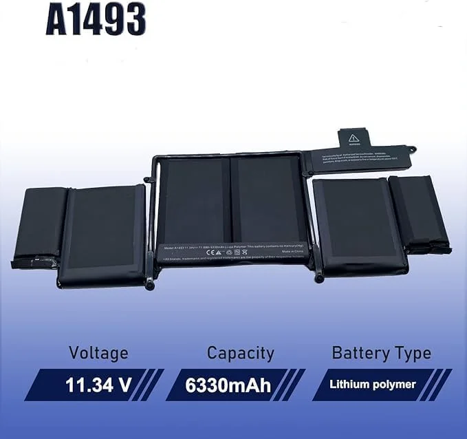 باتری جایگزین Mr.Dot A1493 A1582 11.34V 6330mAh سازگار با Apple MacBook Pro Retina 13 اینچ A1493 A1582 (نسخه A1502 اواخر 2013 اواسط 2014) ME864LL/A ME866LL/A