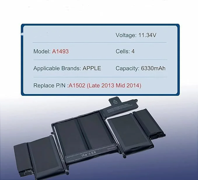 باتری جایگزین KUNAIN SELLER A1493 A1582 11.34V 6330mAh سازگار با Apple MacBook Pro Retina 13 اینچ A1493 A1582 (مدل A1502 اواخر 2013 اواسط 2014) ME864LL/A ME866LL/A باتری جایگزین KUNAIN SELLER A1493 A1582 11.34V 6330mAh سازگار با Apple MacBook Pro Retina 13 اینچ A1493 A1582 (مدل A1502 اواخر 2013 اواسط 2014) ME864LL/A ME866LL/A