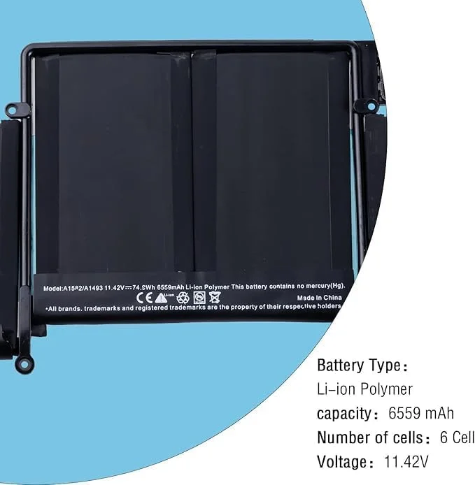 باتری جایگزین A1493 A1582 11.34V 6330mAh سازگار با Apple MacBook Pro Retina 13 اینچ A1493 A1582 (A1502 اواخر 2013 نسخه اواسط 2014) ME864LL/A ME866LL. باتری جایگزین A1493 A1582 11.34V 6330mAh سازگار با Apple MacBook Pro Retina 13 اینچ A1493 A1582 (A1502 اواخر 2013 نسخه اواسط 2014) ME864LL/A ME866LL.