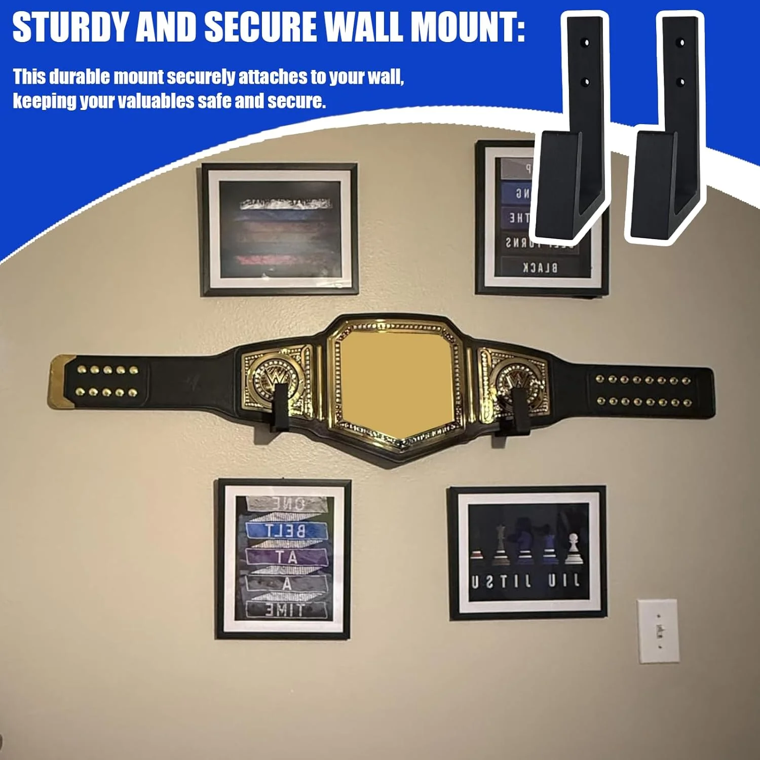 نگهدارنده کمربند مسابقات، نصب آسان روی دیوار، چوبی و بادوام