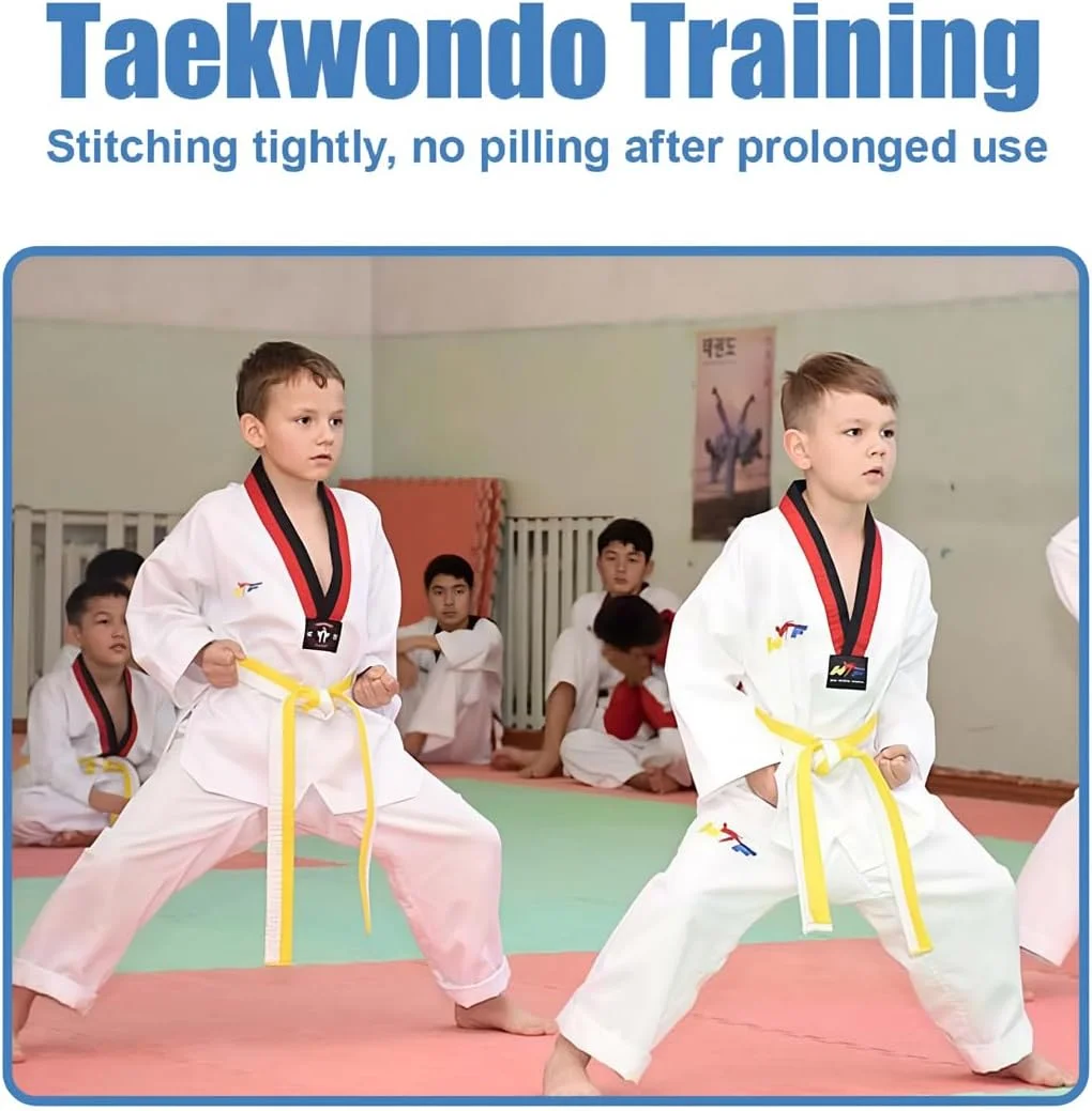 کمربند جودو XPEX طول 200 سانتی متر، کمربند کاراته هنرهای رزمی، کمربند پنبه ای تکواندو، کمربند حرفه ای کاراته آیکیدو برای کودکان و بزرگسالان (زرد + سفید)
