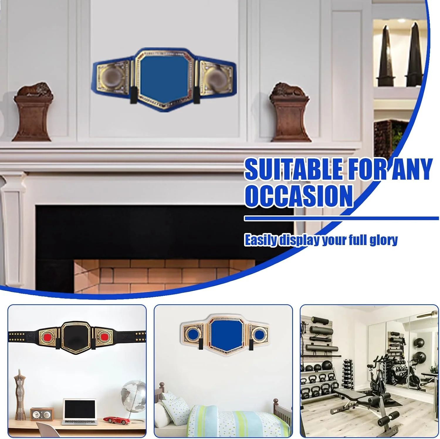 نگهدارنده کمربند مسابقات، نصب آسان روی دیوار، چوبی و بادوام