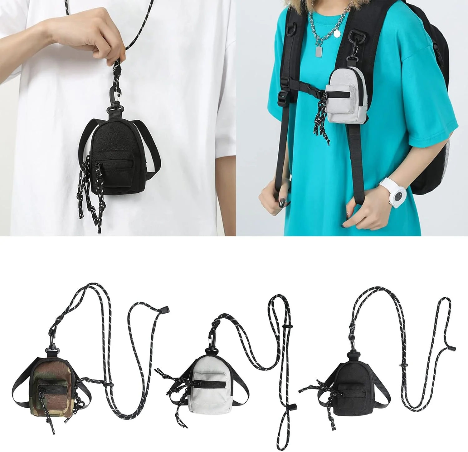 کیف دوشی کراس بادی ZERZENGGENGPT با کارابین برای مردان و زنان، کیف پول مسافرتی کوچک، کیف کراس بادی کوچک، کیف موبایل