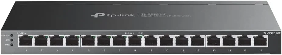 سوئیچ 16 پورت گیگابیتی هوشمند TP-Link TL-SG2016P با 8 پورت PoE+ با توان 120 وات | پشتیبانی از Omada SDN | بازیابی PoE | IPv6 | مسیریابی استاتیک | L2/L3/L4 QoS | 5 سال 