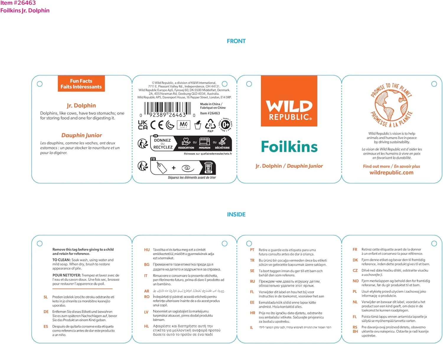 دلفین پولیشی و درخشان Wild Republic، 20 سانتی متر، هدیه ای برای کودکان، اسباب بازی نرم و لطیف، الیاف داخلی از بطری های آب بازیافتی دلفین پولیشی و درخشان Wild Republic، 20 سانتی متر، هدیه ای برای کودکان، اسباب بازی نرم و لطیف، الیاف داخلی از بطری های آب بازیافتی