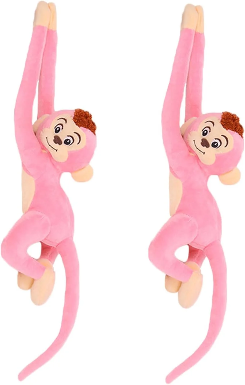 ژیدیلایو یو 2 عدد عروسک میمون آویز، عروسک میمون صورتی ناز برای کودکان، 70 سانتی متر