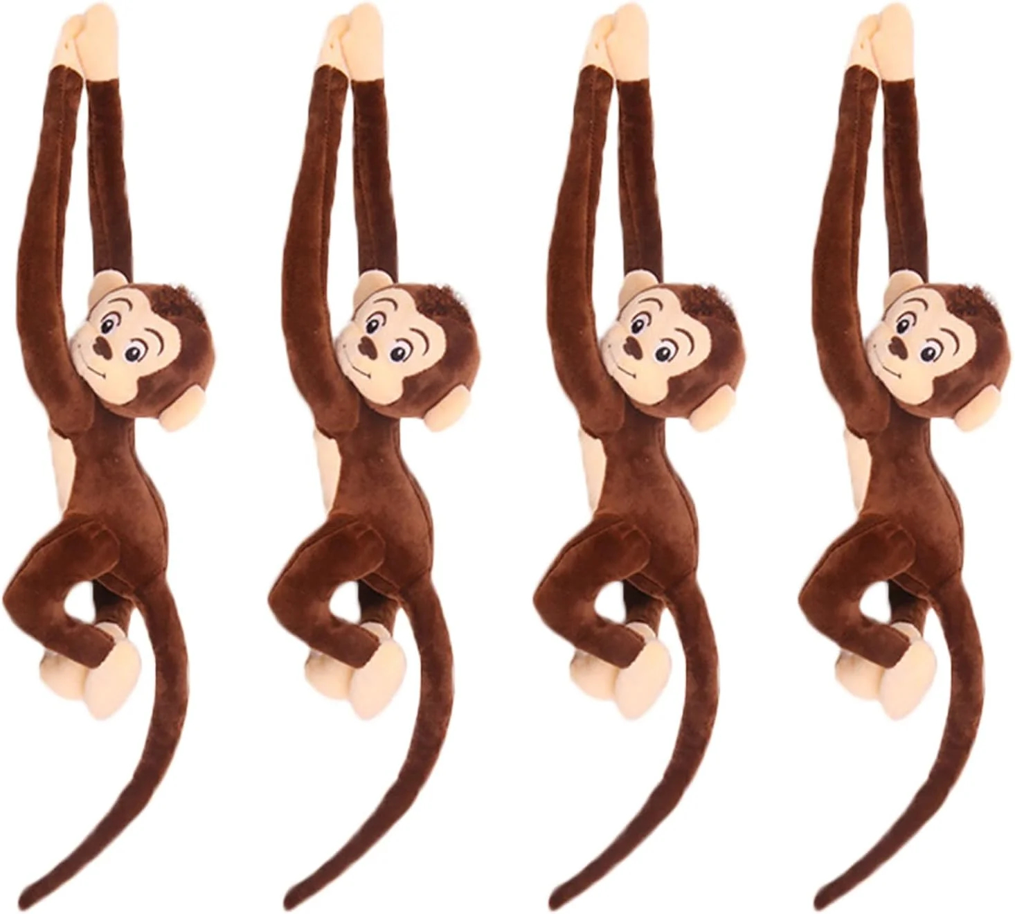 ژیدیلایو 4 عدد عروسک میمون آویز، عروسک میمون قهوه ای بامزه برای کودکان، 70 سانتی متر
