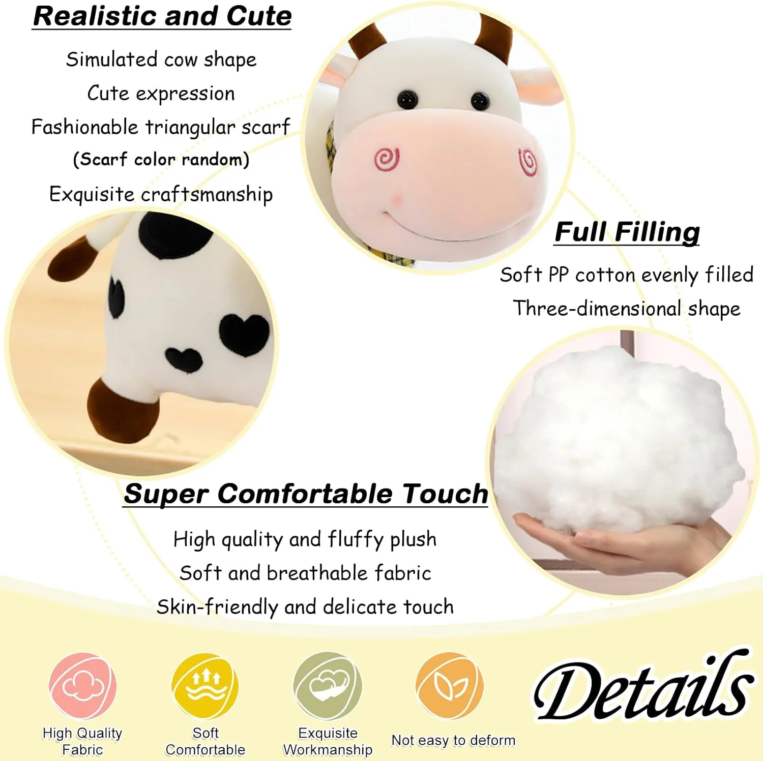 عروسک گاو پولیشی ژیدیلایو، 25 سانتیمتری، هدیهای زیبا و دوستداشتنی برای کودکان، سفید عروسک گاو پولیشی ژیدیلایو، 25 سانتیمتری، هدیهای زیبا و دوستداشتنی برای کودکان، سفید