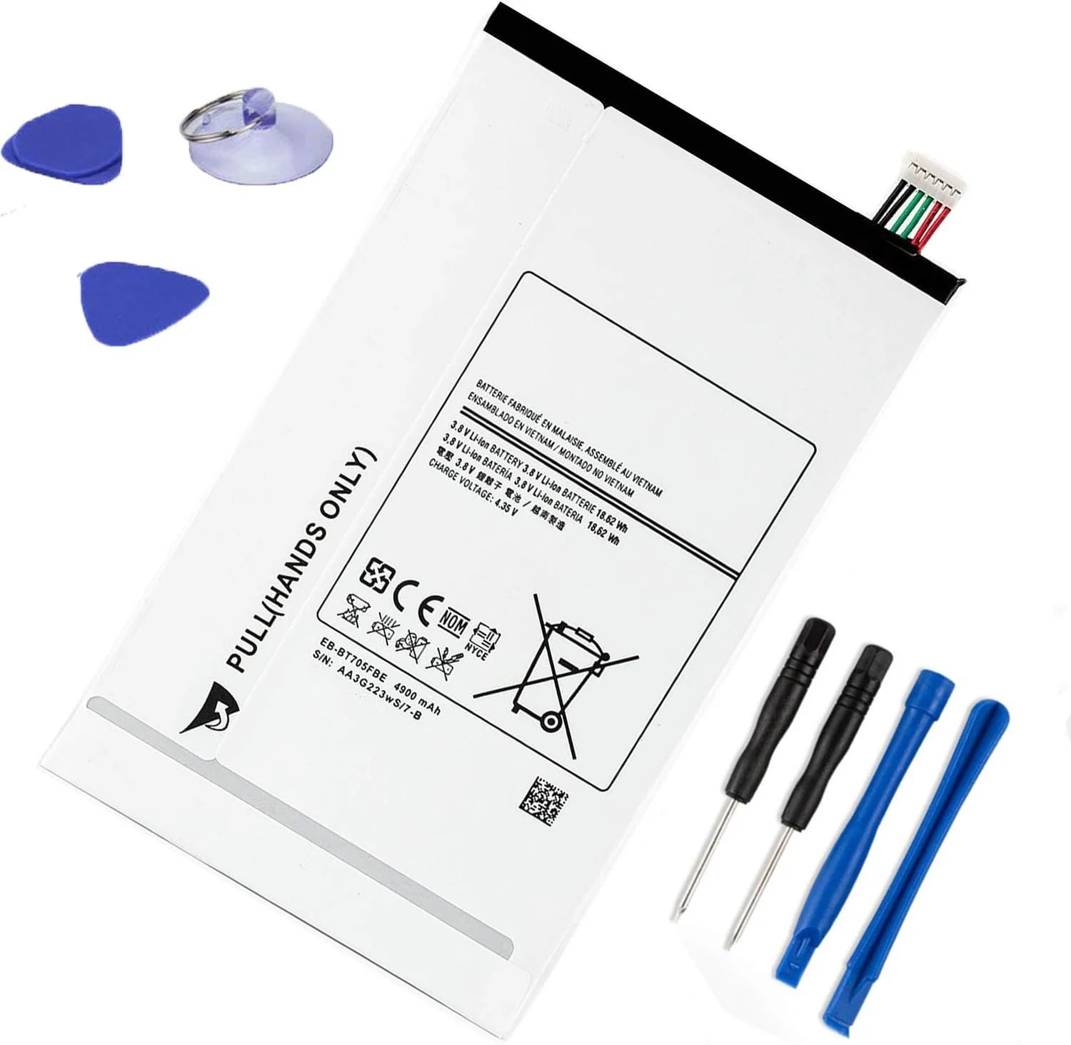 باتری تبلت EB-BT705FBE (3.8V 18.62Wh 4900mAh) برای Samsung Galaxy Tab S 8.4 SM-T700 SM-T700N SM-T705 SM-T705C SM-T705Y SM-T707 SM-T707A SM-T707V سری EB-BT705FBC EB-BT705FBU به همراه ابزار