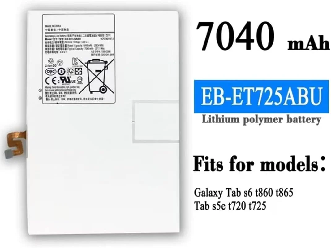 باتری تبلت EB-BT725ABU جایگزین باتری تبلت سامسونگ گلکسی تب S6 SM-T860 T865 تب S5e 10.5 اینچ SM-T720 T725 27.11Wh 7040mAh به همراه ابزار