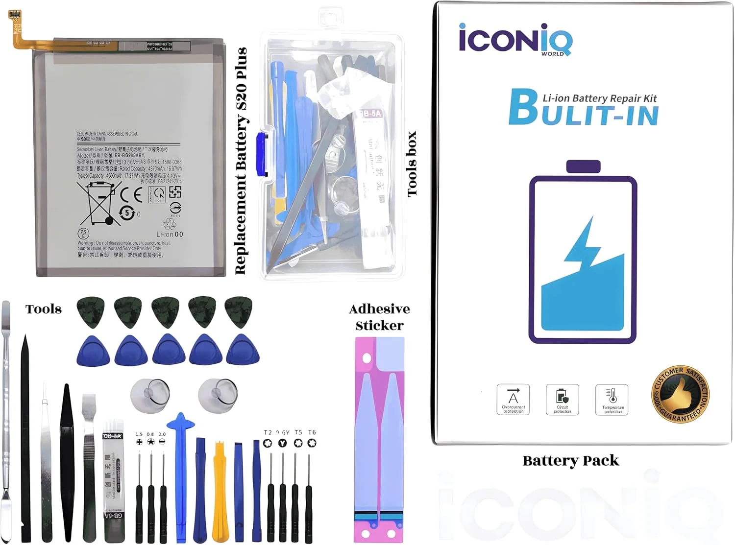 باتری درجه یک ICONIQ World برای گوشی سامسونگ گلکسی S20 PLUS، S20+ G985, G986, G985F/DS, G9860, EB-BG985ABY 4500mAh، شامل باتری، ابزار و برچسب چسب - تصویر 2 باتری درجه یک ICONIQ World برای گوشی سامسونگ گلکسی S20 PLUS، S20+ G985, G986, G985F/DS, G9860, EB-BG985ABY 4500mAh، شامل باتری، ابزار و برچسب چسب - تصویر 2