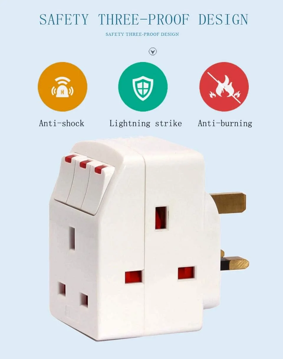 آداپتور چندراهی سه شاخه رویال اپکس با کلیدهای جداگانه و فیوز BS1362 آداپتور چندراهی سه شاخه رویال اپکس با کلیدهای جداگانه و فیوز BS1362