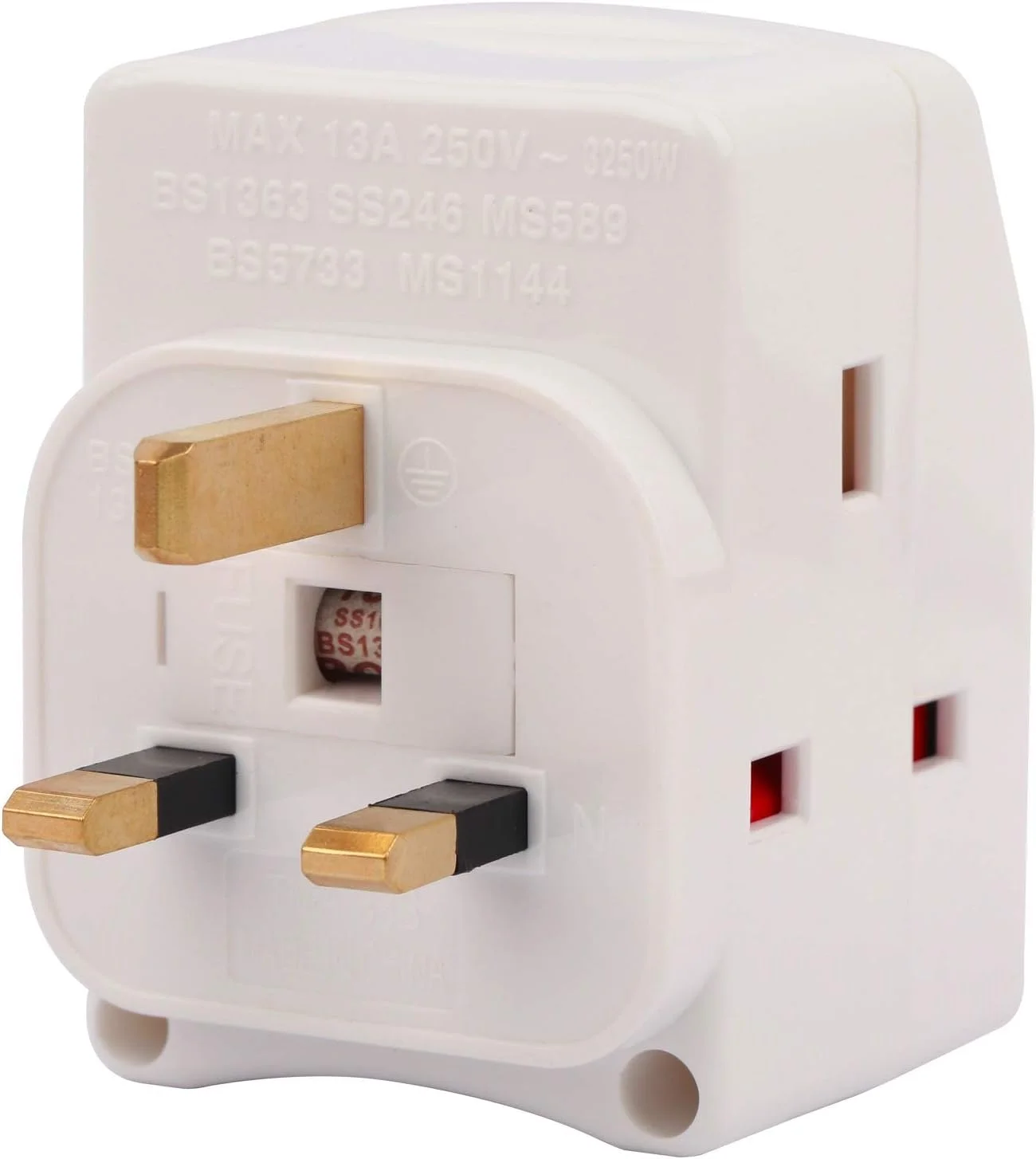 آداپتور چندراهی سه شاخه رویال اپکس با کلیدهای جداگانه و فیوز BS1362 آداپتور چندراهی سه شاخه رویال اپکس با کلیدهای جداگانه و فیوز BS1362