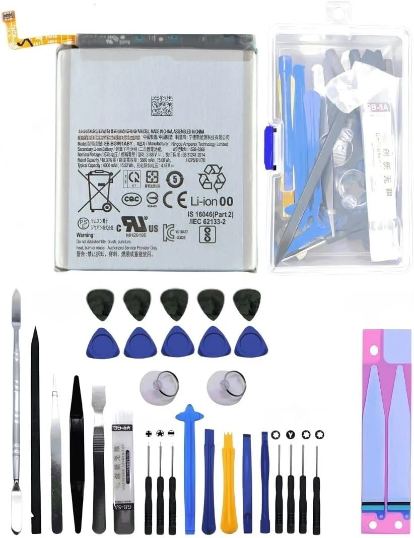 باتری ممتاز برای سامسونگ گلکسی S21، SM-G991 G991B/DS G991U/U1 G991W G991N G991Q G9910، EB-BG991ABY (4000 میلی آمپر ساعت)، شامل باتری، ابزار و برچسب چسب باتری ممتاز برای سامسونگ گلکسی S21، SM-G991 G991B/DS G991U/U1 G991W G991N G991Q G9910، EB-BG991ABY (4000 میلی آمپر ساعت)، شامل باتری، ابزار و برچسب چسب